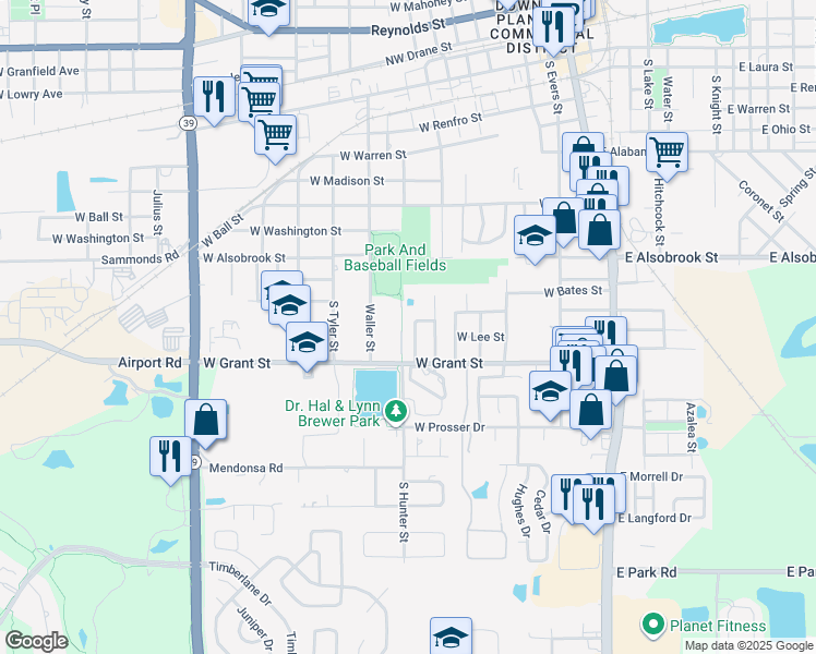 map of restaurants, bars, coffee shops, grocery stores, and more near 1209 Spanish Oak Lane in Plant City