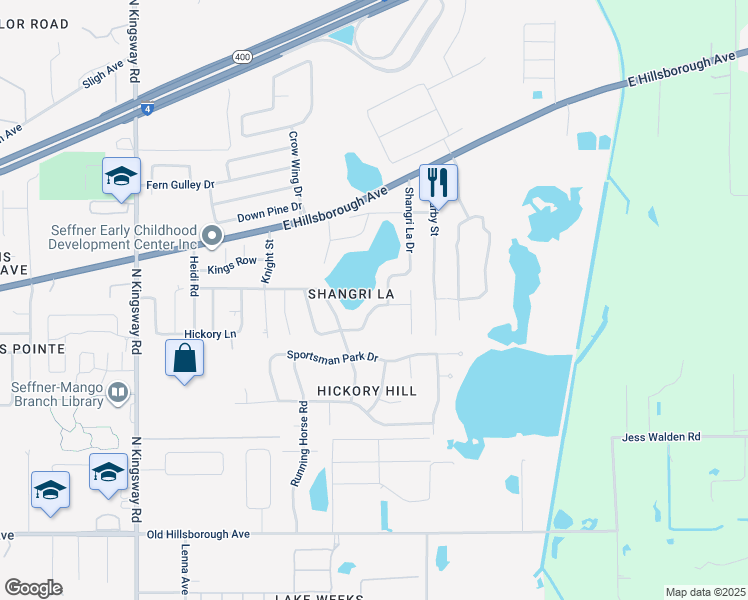 map of restaurants, bars, coffee shops, grocery stores, and more near 618 Rooks Road in Seffner