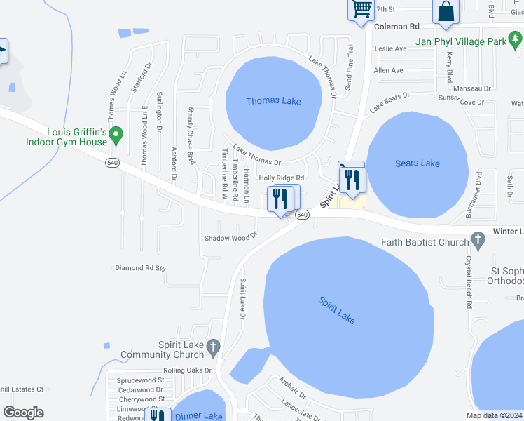 map of restaurants, bars, coffee shops, grocery stores, and more near 3010 Saint Paul Drive in Jan Phyl Village