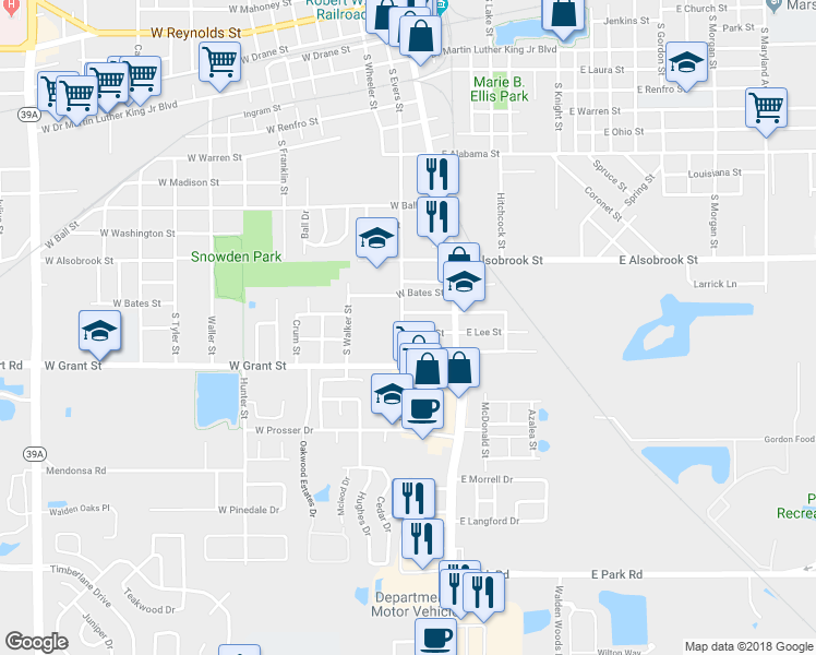map of restaurants, bars, coffee shops, grocery stores, and more near 1204 South Evers Street in Plant City