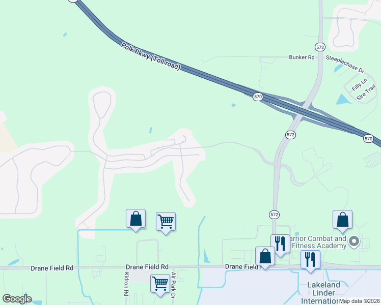 map of restaurants, bars, coffee shops, grocery stores, and more near 3955 Windchime Lane in Lakeland