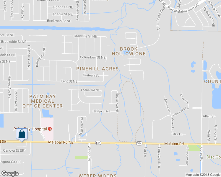 map of restaurants, bars, coffee shops, grocery stores, and more near 370 Newell Road Northeast in Palm Bay