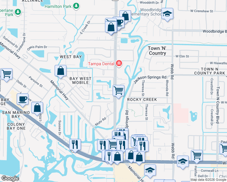 map of restaurants, bars, coffee shops, grocery stores, and more near 8929 Beacon Lakes Drive in Town 'n' Country