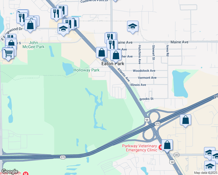 map of restaurants, bars, coffee shops, grocery stores, and more near 3352 South Combee Road in Lakeland