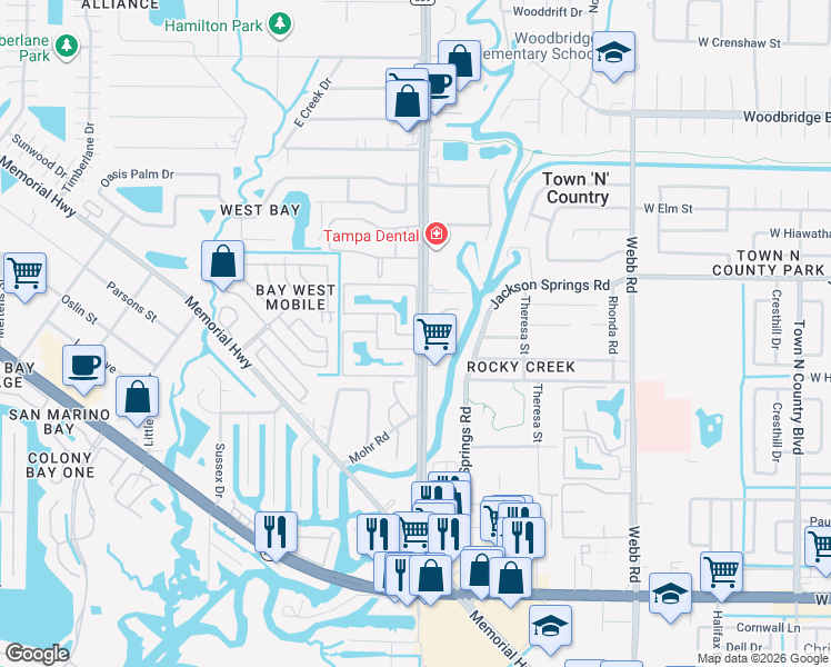 map of restaurants, bars, coffee shops, grocery stores, and more near 8929 Beacon Lakes Drive in Town 'n' Country