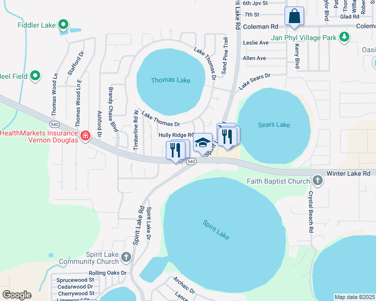 map of restaurants, bars, coffee shops, grocery stores, and more near 3080 Saint Paul Drive in Winter Haven