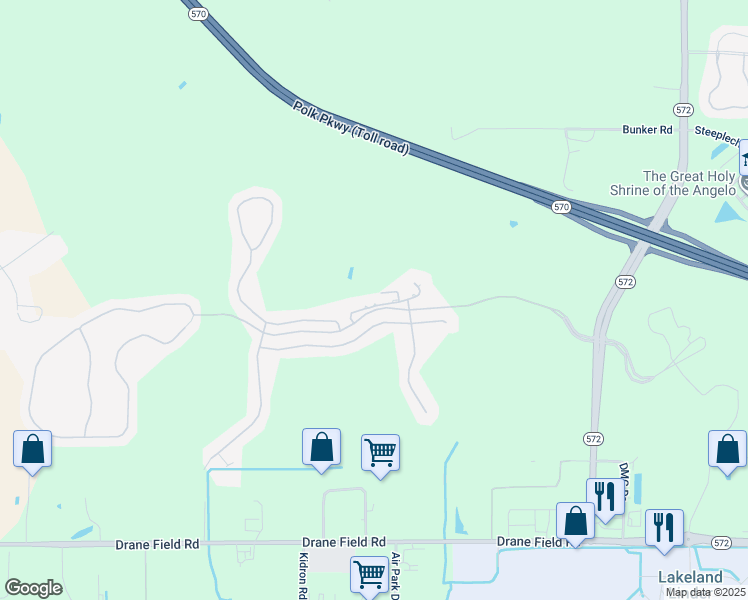 map of restaurants, bars, coffee shops, grocery stores, and more near 3919 Serenade Lane in Lakeland
