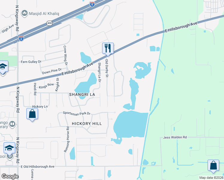 map of restaurants, bars, coffee shops, grocery stores, and more near 811 Old Darby Street in Seffner