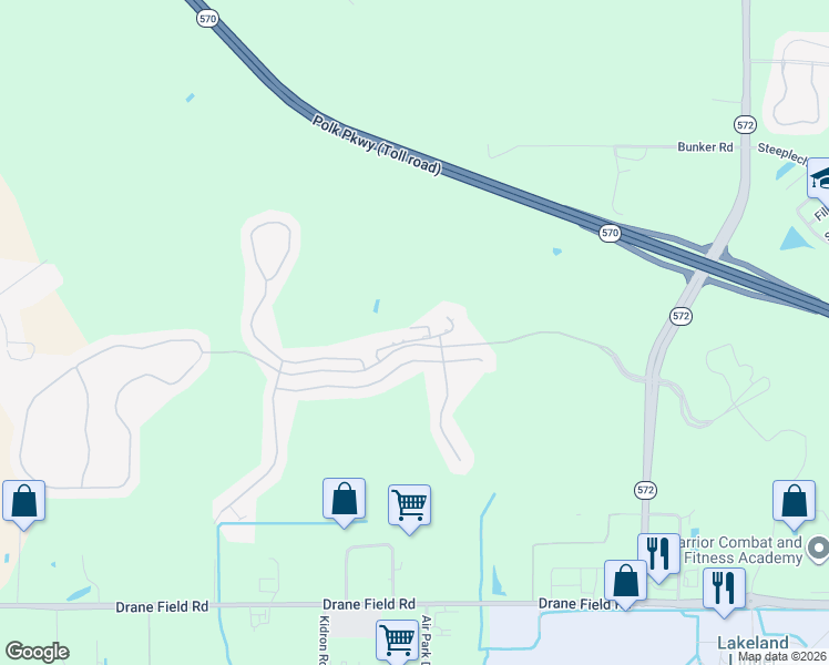 map of restaurants, bars, coffee shops, grocery stores, and more near 3919 Serenade Lane in Lakeland