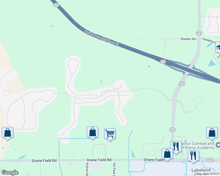 map of restaurants, bars, coffee shops, grocery stores, and more near 3923 Serenade Lane in Lakeland