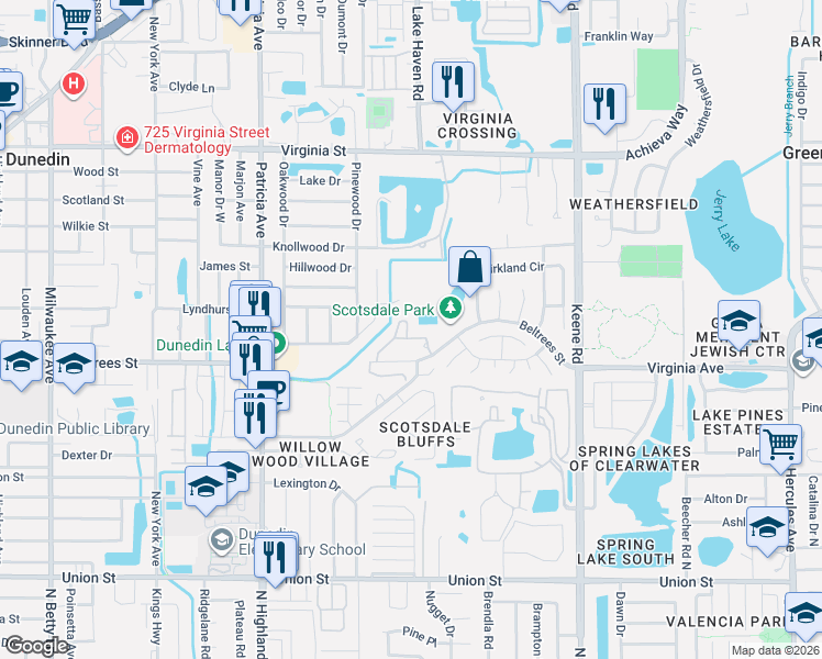 map of restaurants, bars, coffee shops, grocery stores, and more near 1000 Lyndhurst Street in Dunedin