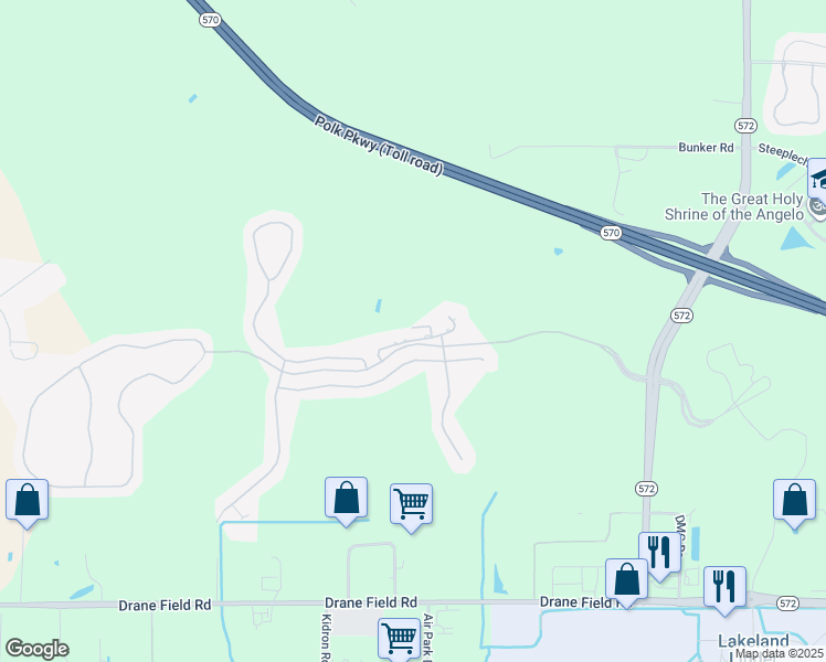 map of restaurants, bars, coffee shops, grocery stores, and more near 3923 Serenade Lane in Lakeland