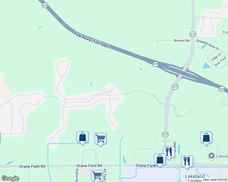 map of restaurants, bars, coffee shops, grocery stores, and more near 3812 Serenade Lane in Lakeland