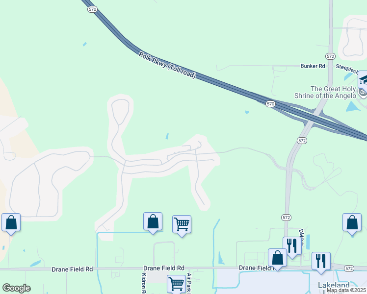 map of restaurants, bars, coffee shops, grocery stores, and more near 3919 Serenade Lane in Lakeland