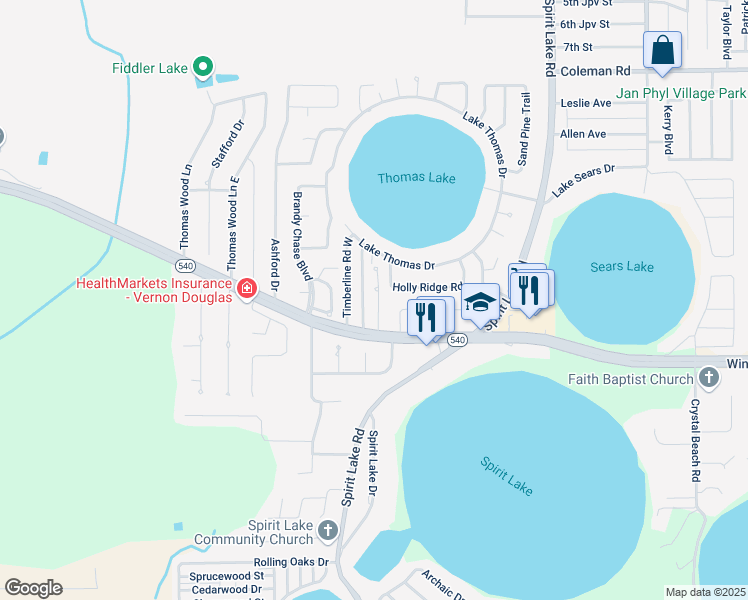 map of restaurants, bars, coffee shops, grocery stores, and more near 378 Holly Ridge Road in Winter Haven