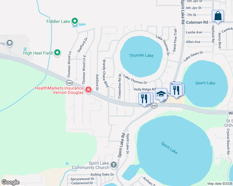 map of restaurants, bars, coffee shops, grocery stores, and more near 17 Kendra Court in Winter Haven