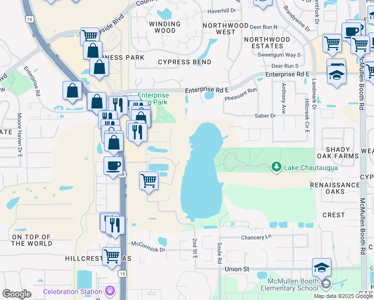 map of restaurants, bars, coffee shops, grocery stores, and more near 2330 Lakeshore Drive in Clearwater