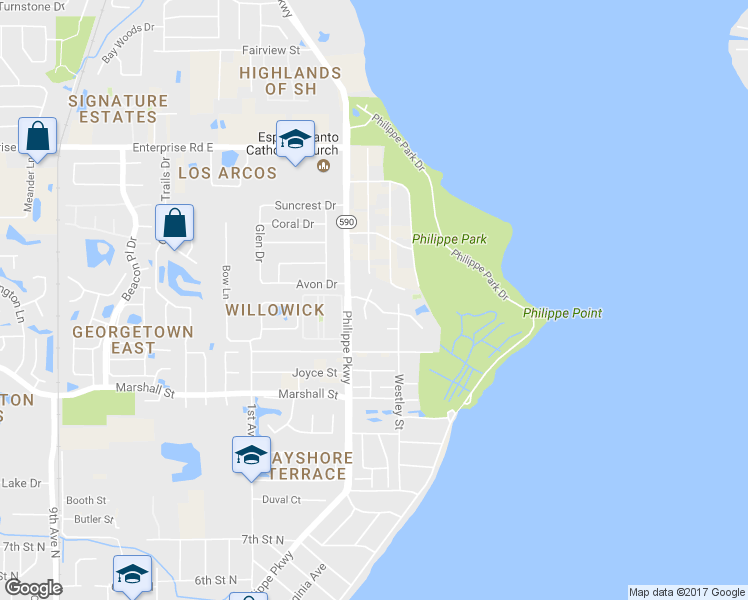 map of restaurants, bars, coffee shops, grocery stores, and more near 2000 Philippe Court in Safety Harbor