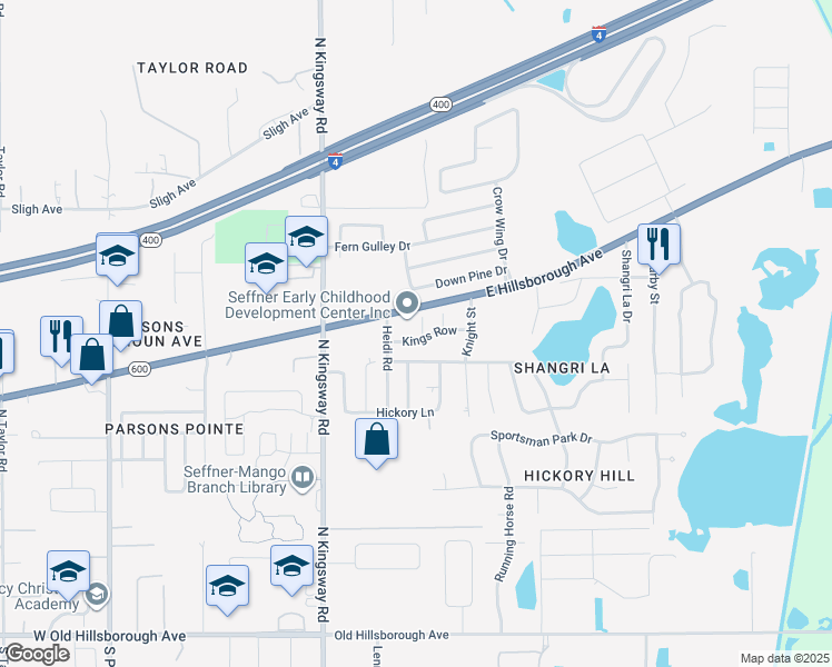 map of restaurants, bars, coffee shops, grocery stores, and more near 902 Check Place in Seffner