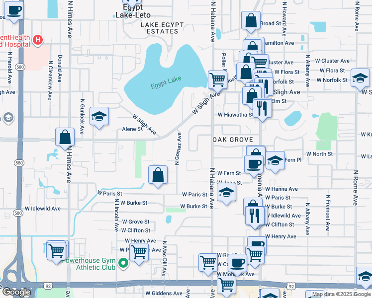 map of restaurants, bars, coffee shops, grocery stores, and more near 6738 Ralston Beach Circle in Tampa
