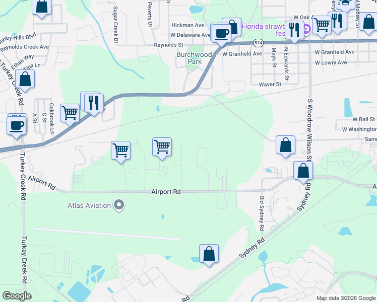 map of restaurants, bars, coffee shops, grocery stores, and more near 1004 Robinson Road in Plant City