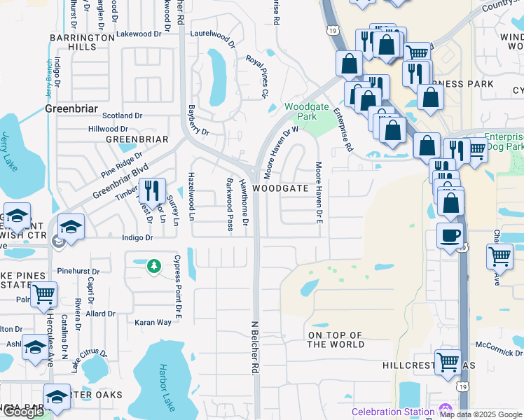map of restaurants, bars, coffee shops, grocery stores, and more near 2334 Moore Haven Drive West in Clearwater
