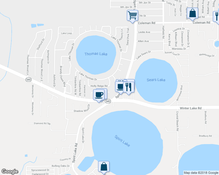 map of restaurants, bars, coffee shops, grocery stores, and more near 356 Holly Ridge Road in Winter Haven
