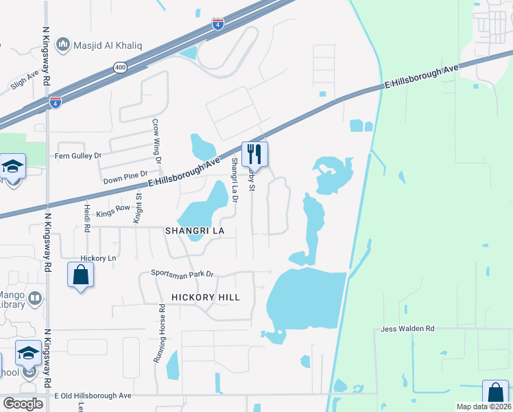 map of restaurants, bars, coffee shops, grocery stores, and more near 811 Old Darby Street in Seffner