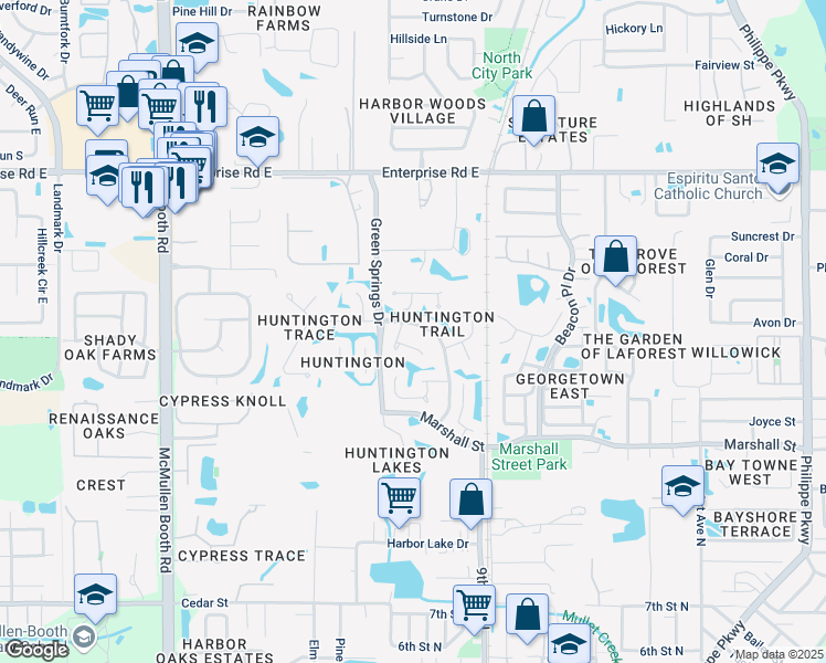 map of restaurants, bars, coffee shops, grocery stores, and more near 1009 Chatham Court in Safety Harbor