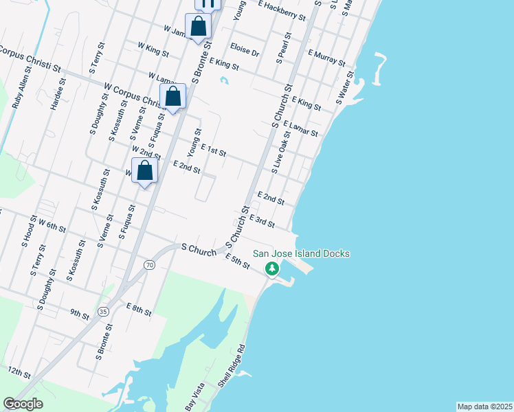 map of restaurants, bars, coffee shops, grocery stores, and more near 1602 South Church Street in Rockport