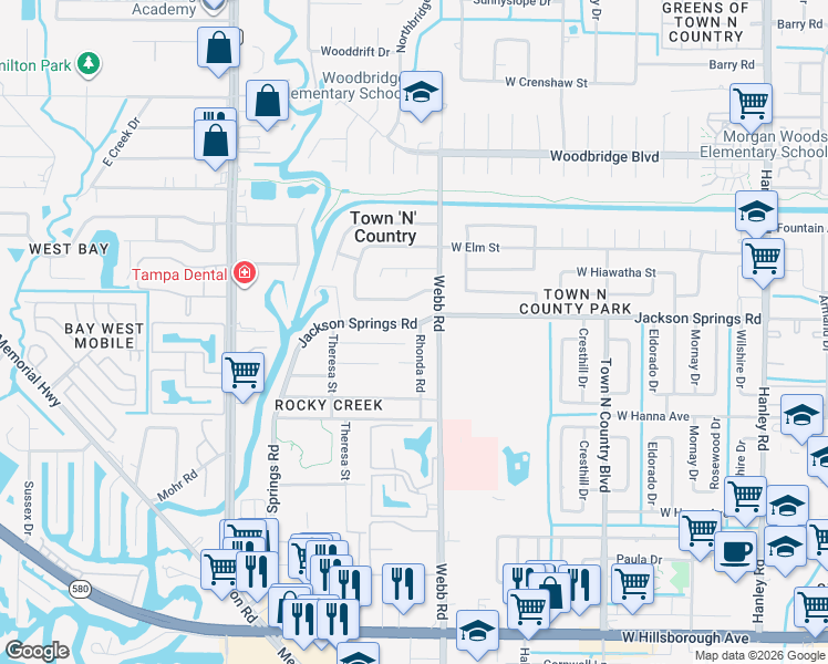 map of restaurants, bars, coffee shops, grocery stores, and more near 8305 June Street in Tampa