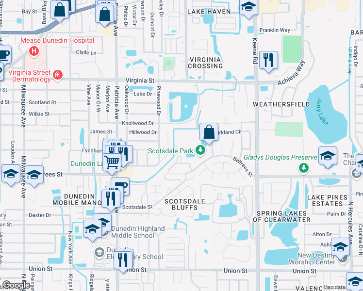 map of restaurants, bars, coffee shops, grocery stores, and more near 1000 Lyndhurst Street in Dunedin