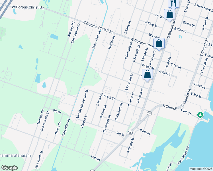 map of restaurants, bars, coffee shops, grocery stores, and more near 602 West 6th Street in Rockport