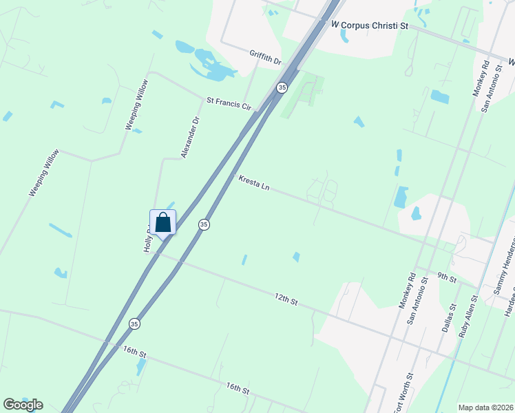 map of restaurants, bars, coffee shops, grocery stores, and more near 1601-1609 Kresta Lane in Rockport