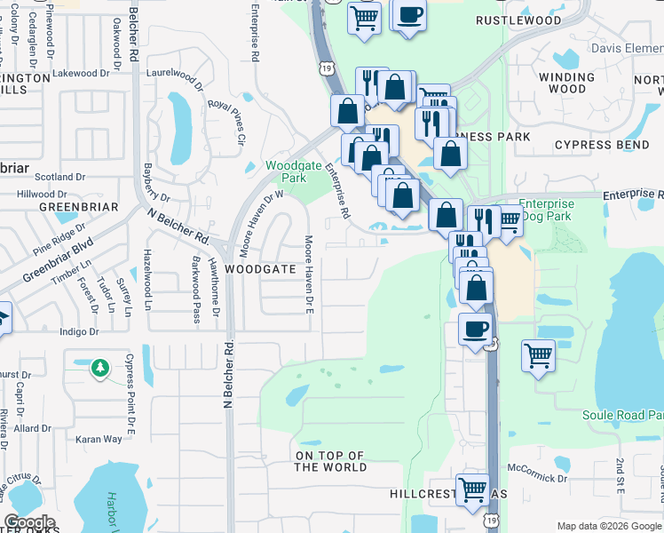 map of restaurants, bars, coffee shops, grocery stores, and more near in Clearwater