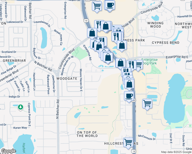 map of restaurants, bars, coffee shops, grocery stores, and more near 2386 Sumatran Way in Clearwater
