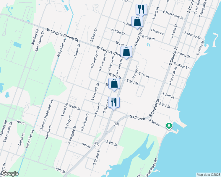 map of restaurants, bars, coffee shops, grocery stores, and more near in Rockport