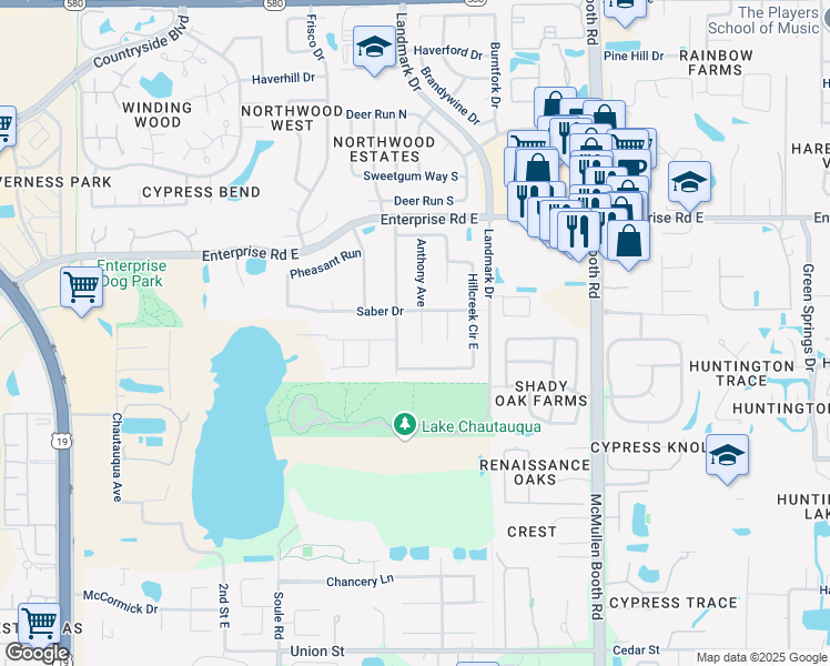 map of restaurants, bars, coffee shops, grocery stores, and more near 2378 Anthony Avenue in Clearwater
