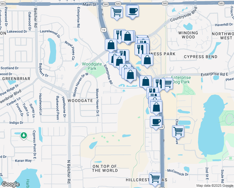 map of restaurants, bars, coffee shops, grocery stores, and more near 2386 Sumatran Way in Clearwater
