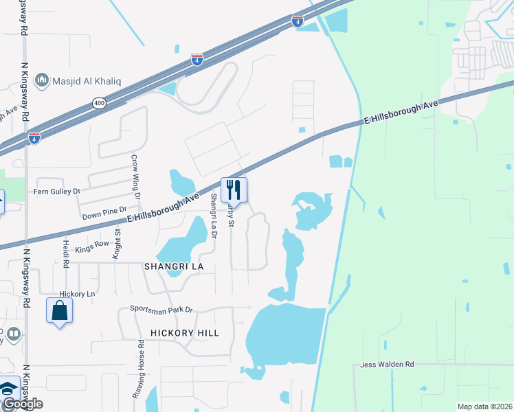 map of restaurants, bars, coffee shops, grocery stores, and more near 848 John Cressler Drive in Seffner