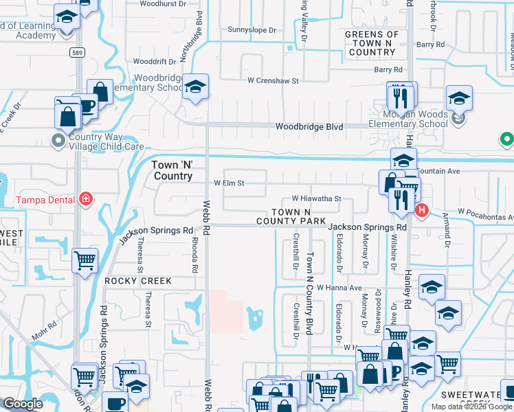 map of restaurants, bars, coffee shops, grocery stores, and more near 8004 West Pocahontas Avenue in Tampa