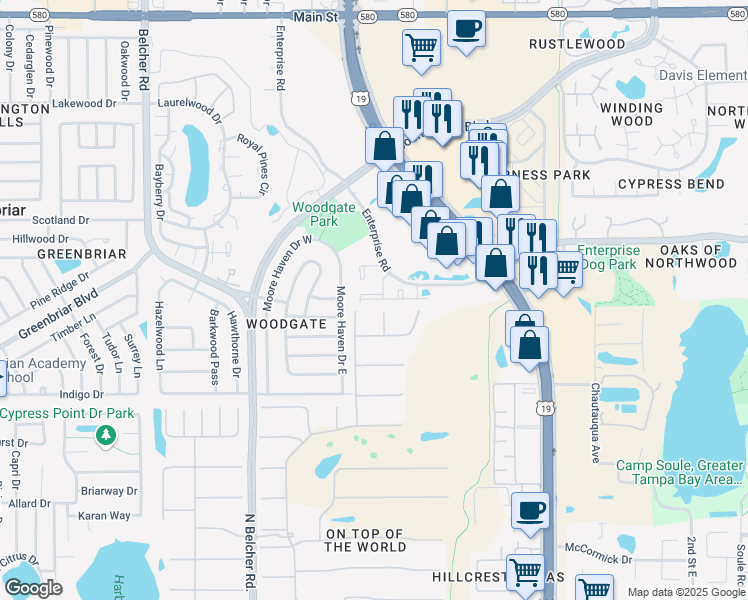 map of restaurants, bars, coffee shops, grocery stores, and more near in Clearwater