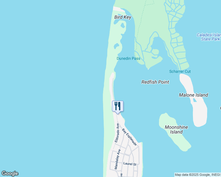 map of restaurants, bars, coffee shops, grocery stores, and more near 1160 Mandalay Point Road in Clearwater