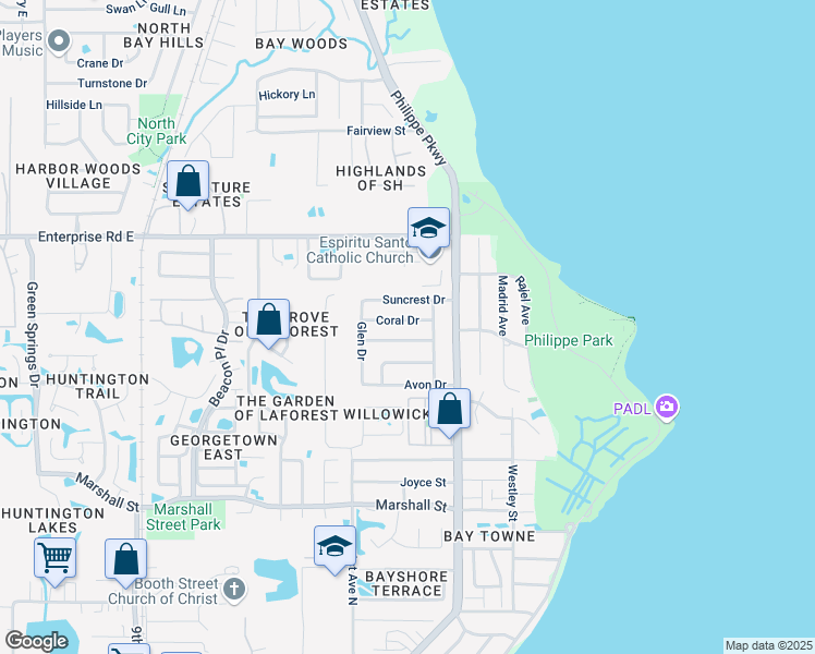 map of restaurants, bars, coffee shops, grocery stores, and more near 90 Coral Drive in Safety Harbor