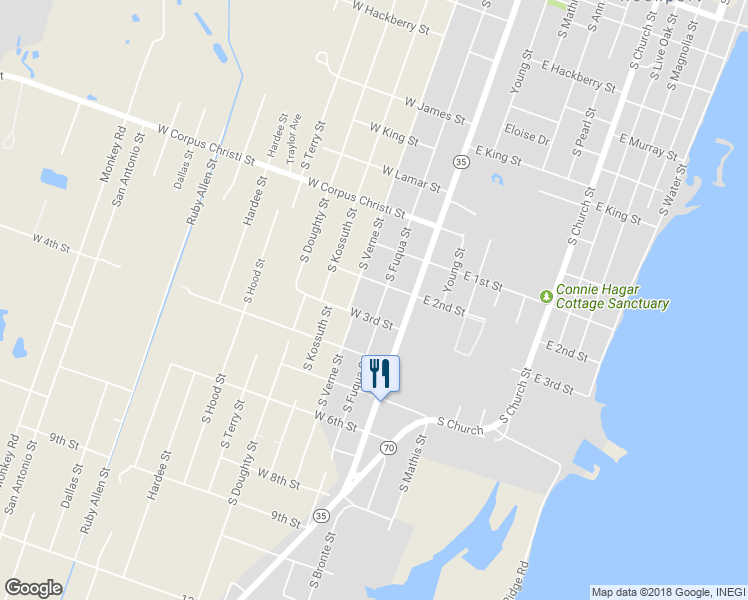 map of restaurants, bars, coffee shops, grocery stores, and more near 1115 South Fuqua Street in Rockport