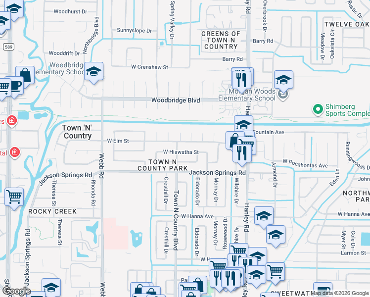 map of restaurants, bars, coffee shops, grocery stores, and more near 7720 West Elm Street in Tampa