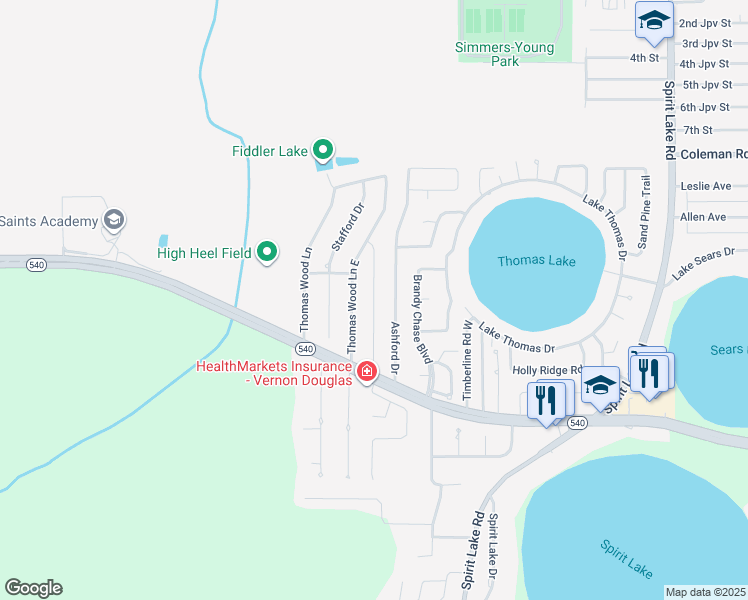 map of restaurants, bars, coffee shops, grocery stores, and more near 4422 Burlington Drive in Winter Haven