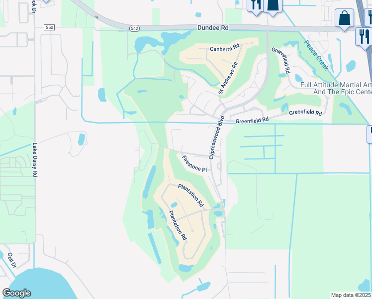 map of restaurants, bars, coffee shops, grocery stores, and more near 1708 Eagle Pond Dr in Winter Haven