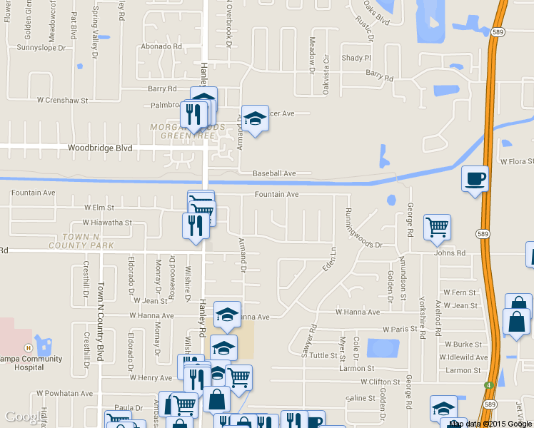 map of restaurants, bars, coffee shops, grocery stores, and more near 6816 Dover Ct in Tampa