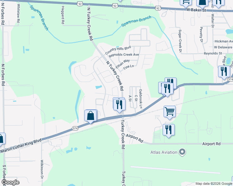 map of restaurants, bars, coffee shops, grocery stores, and more near 4628 Copper Lane in Plant City